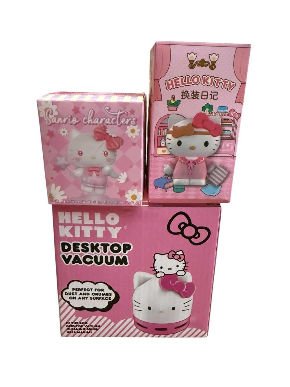Hello Kitty Bundle Desktop Vacuum + 2 Blind Box Figures Sanrio New